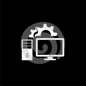 Personal computer isolated icon on black background