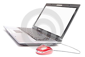 Personal computer and red mouse