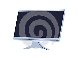 Personal computer screen, monitor. Desktop PC, display. Office work PC, workplace gadget, technology. Flat graphic