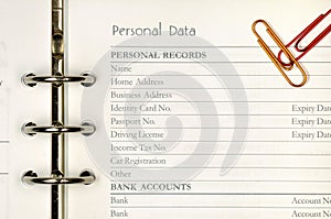 Personal data form