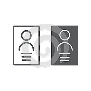 Personal data line and glyph icon, file and information, document sign, vector graphics, a linear pattern on a white
