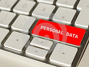 Personal data on Red button of a keyboard