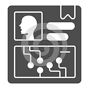 Personal data in screen solid icon, web security concept, virtual screen with questionnaire sign on white background