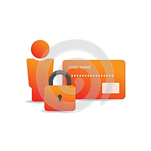 Personal data security. User credit card and lock. Financial security symbol. Vector EPS 10