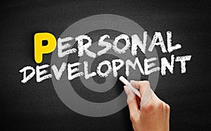 Personal development text on blackboard