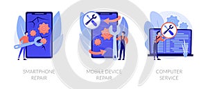 Personal device repair services vector concept metaphors.
