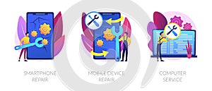 Personal device repair services vector concept metaphors.