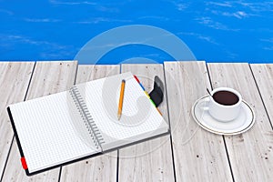 Personal Diary or Organiser Book with Pencil and Cup of Coffee i