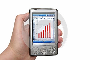 Personal digital assistant in human hand