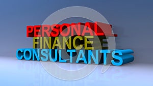 Personal finance consultants on on blue