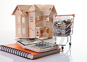 Personal financial planning and online shopping concept