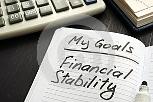 Personal goal - financial stability inscription