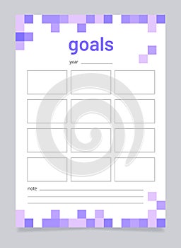 Personal goal setting worksheet design template