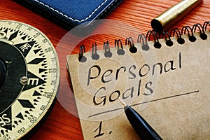 Personal goals list with retro compass