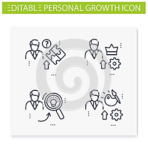 Personal growth line icons set