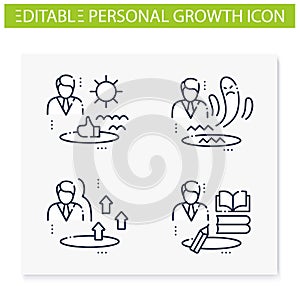 Personal growth line icons set