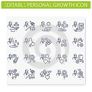 Personal growth line icons set