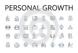 Personal growth line icons collection. Self-improvement, Personal development, Advancement journey, Progressive