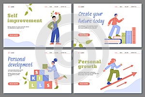 Personal growth, self development and training for achievement goal a web banners