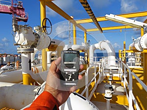 Personal H2S Gas Detector,Check gas leak. Safety concept of safety and security system.