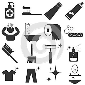 Personal hygiene icon set