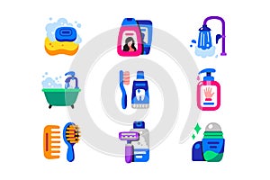 Personal hygiene icon set