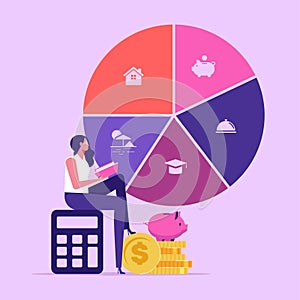 Personal Income and Expense Management concept, vector illustration