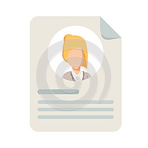 Personal info icon illustration isolated, flat cartoon style of user or profile card details symbol.
