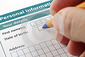 Personal information form