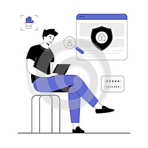 Personal information security, account access, verification and authentication. Web page protected with password and code.