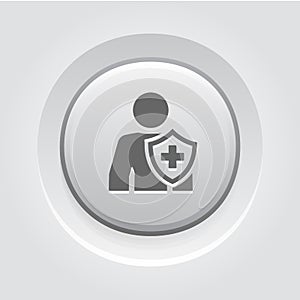 Personal Insurance Icon. Grey Button Design