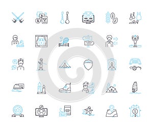 Personal intelligence linear icons set. Self-awareness, Insightfulness, Empathy, Introspection, Adaptability, Creativity