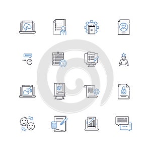 Personal journal line icons collection. Reflection, Diary, Memoir, Recollection, Memory, Emotions, Thoughts vector and photo