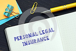 PERSONAL LEGAL INSURANCE sign on the financial document