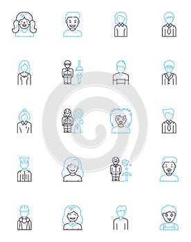 Personal outlook linear icons set. Optimism, Pessimism, Hope, Despair, Resilience, Confidence, Doubt line vector and