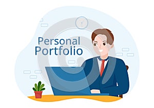 Personal Portfolio with Profile Data, Resume or Self Improvement to Attract Clients and Employers in Hand Drawn Illustration