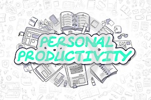 Personal Productivity - Doodle Green Word. Business Concept.