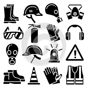 Personal protective equipment vector icons set