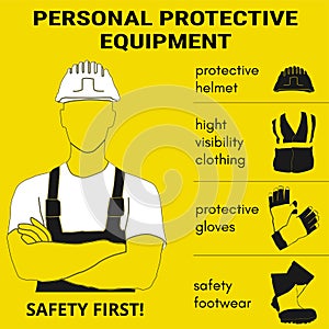 Personal Protective Equipment vector illustration set