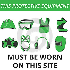 Personal Protective Equipment vector warn signs set