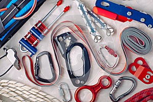 Personal safety equipment using in Climbing photo