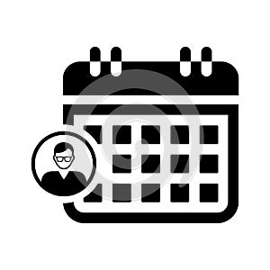 Personal, scheduler, day icon. Black vector graphics