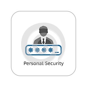 Personal Security Icon. Flat Design