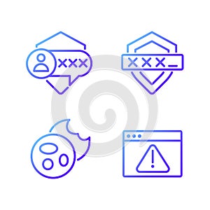 Personal security on internet pixel perfect gradient linear vector icons set
