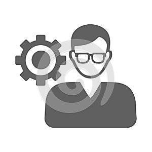 Personal, settings icon. Gray vector graphics