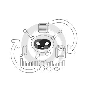 Personal smart assistant bot thin line concept vector illustration