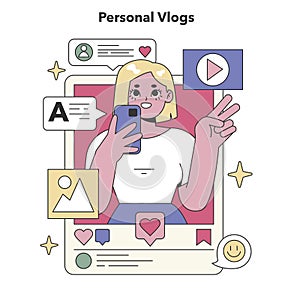 Personal Vlogs theme. Flat vector illustration