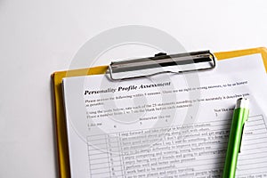 Personality Test or Assessment Form