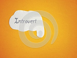 Personality Type Concept - Introvert text on speech bubble with copy space background. Stock photo. photo