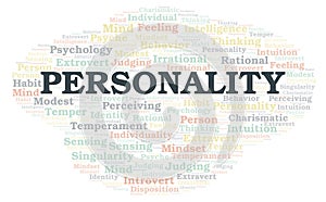 Personality typography word cloud create with the text only.